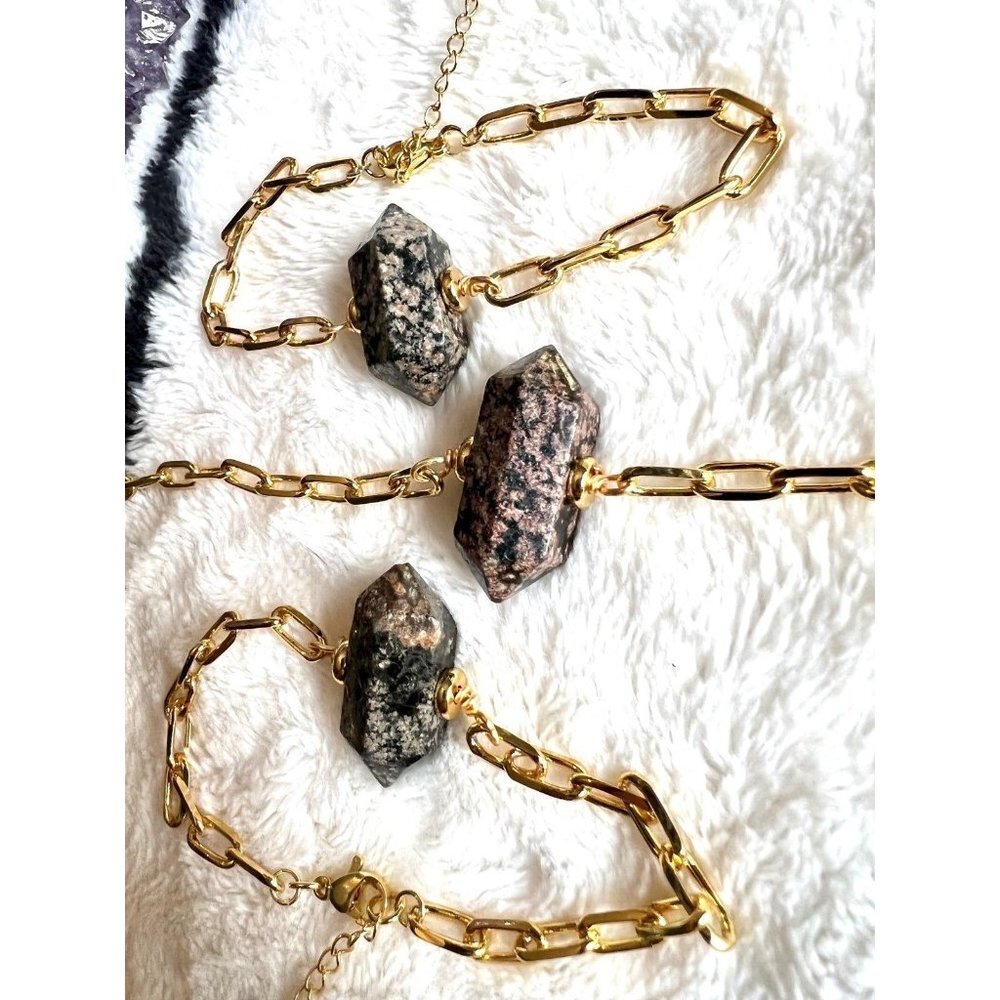 DT Leopard Skin Jasper Gold Plated Bracelet